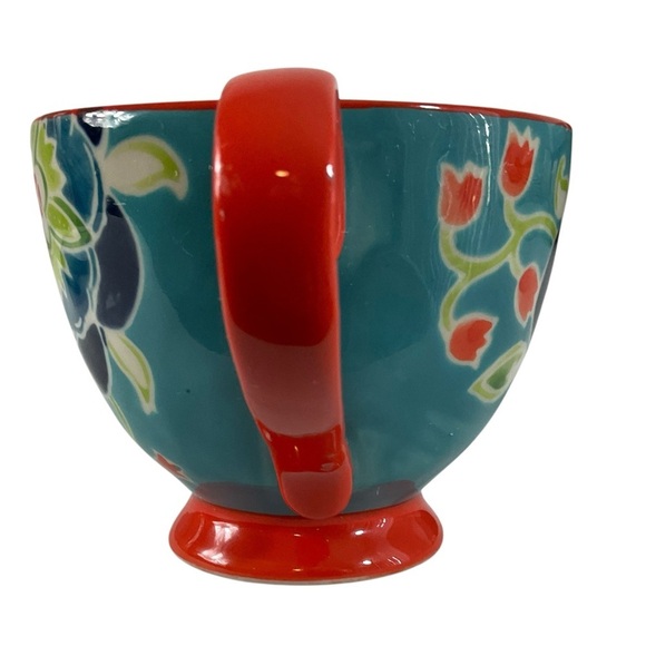 Anthropologie Bellina Blooms Mug 13 oz Floral Footed Ceramic Coffee Cup - Picture 3 of 9